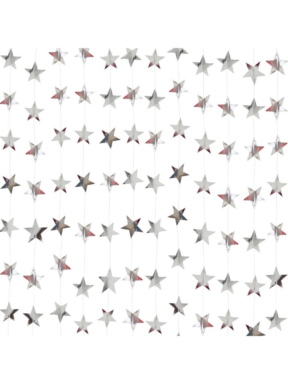 Shimmering Silver Star Garland Banner - 156ft Glittery Paper Bunting for Parties
